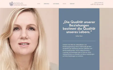 Website von Janine Schuh, Beziehungs- und Familienexpertin